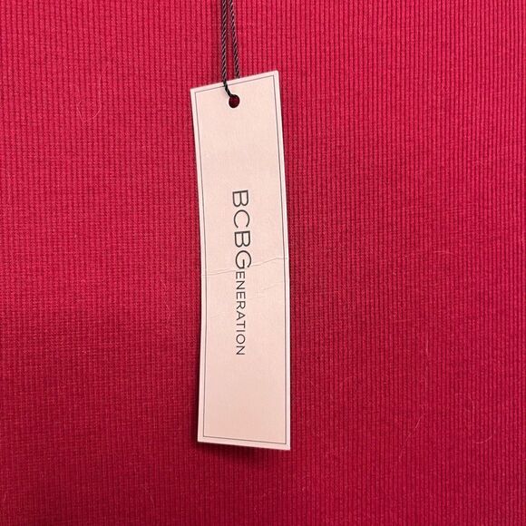 BCBGeneration Padded Shoulder Midi Dress Red Size Medium - Picture 6 of 6